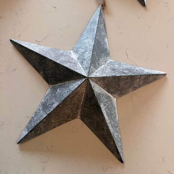 Set of 3 Large 12" Metal Barn Stars - Galvanized Farmhouse Wall Decor - Picture 4 of 10
